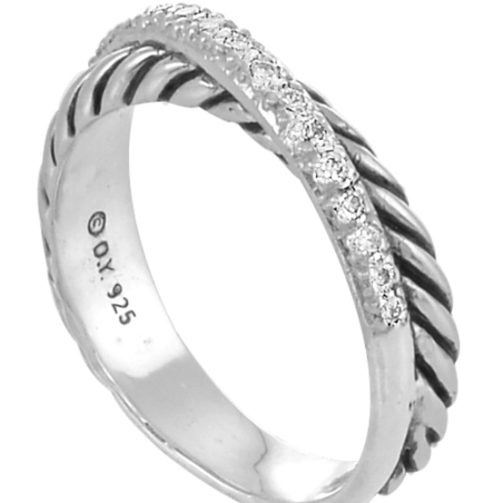David Yurman  Diamond Crossover Ring, size 7